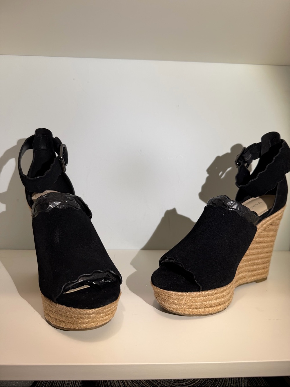 Marc Fisher Suede Wedge Espadrille Sandals in Black